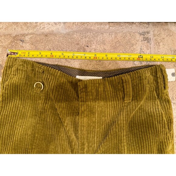 Anthropologie Womens Corduroy Chartreuse Pants Size 28 With D-Ring Detail & Back - Picture 7 of 8